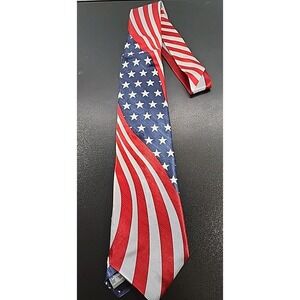 Vintage American Traditions Mens Tie Flag Red White And Blue Made In USA Silk